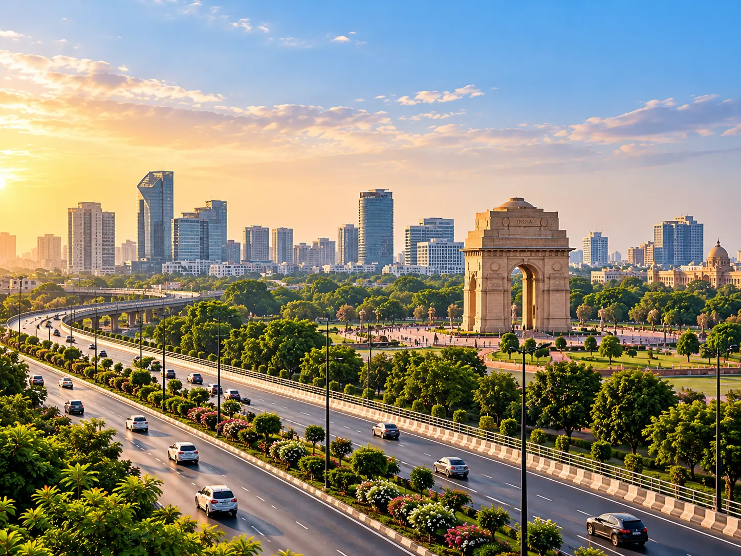 Delhi NCR cityscape featuring India Gate